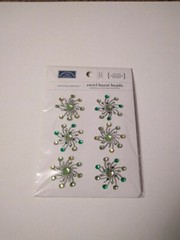 Crafts KF Sparklers Swirl Burst Brads Bling Gems Coastal Breeze Green Gold Blue