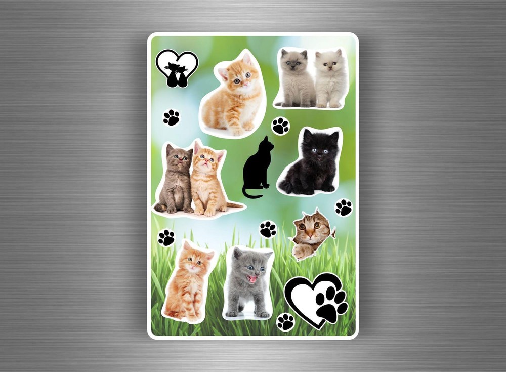 Board 10 Stickers Adhesive Stickers Child Card DIY Scrapbooking Cats
