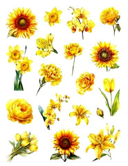 Yellow VINYL FLOWER STICKERS FAST USA SHIP 7 7/8″X 5.75″ SHEET #1.G