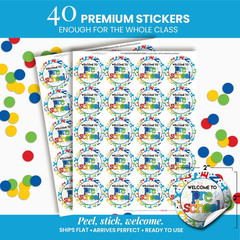 Colorful Alphabet Welcome Back Stickers for Preschool – 40 Pack