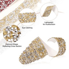 1 Inch x 1 Yard Crystal Rhinestone Sticker Ribbon Silver Yellow