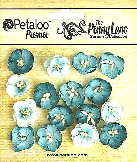 Forget Me Nots TEAL BLUE 16 Paper Flowers 20mm across Penny Lane Petaloo XC