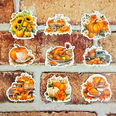 Fall Harvest Pumpkin Stickers | Rustic Autumn Cottagecore | Set of 10 Stickers