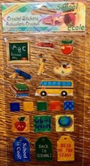 ECOLE Crystal Stickers Back To School Spirit Bus Books Crayons ABC Art Scrapbook