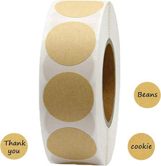 500PCS Kraft Circle Stickers, 1.5 Inch round Blank Garage Sale Price Stickers, K