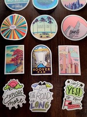 STICKERS x 12 Inspiration Affirmation Travel Adventure Journal 23Z2