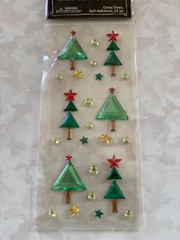 CHRISTMAS PAPER CRAFTS 3D ADHESIVE GEMSTONES CHRISTMAS TREES 2 STYLES STARS DOTS