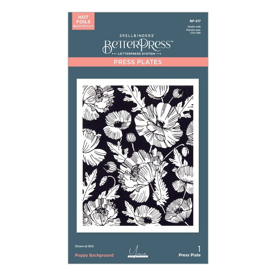 Spellbinders – BETTER PRESS – PRESS PLATES- POPPY BACKGROUND – BP-217