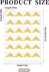 240 Pieces Photo Corners for Scrapbooking, Gold Photo Corner Stickers, Self-Adhe