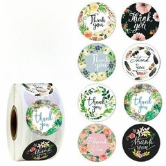 1″ Round Thank You Stickers Assorted Floral Pattern Self Sealing Labels 500Pcs