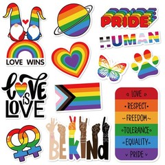 Whaline 12Pcs Rainbow Magnetic Stickers Love is Small to Medium, Multi Color