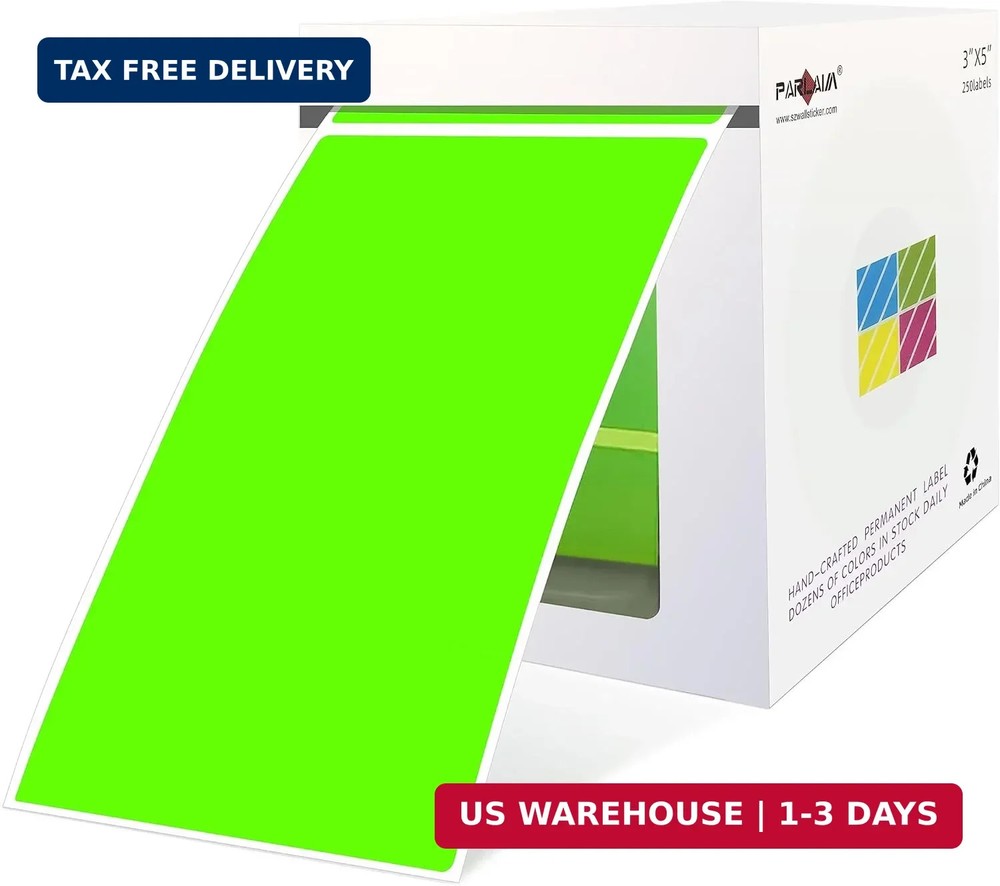 PARLAIM 3 x 5 inch Rectangle Sticker Labels, 250PCS Adhesive Color Coding Sticke
