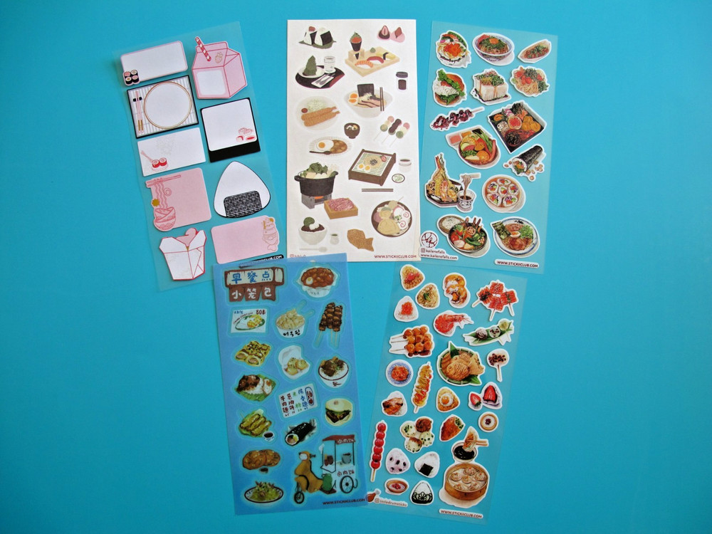Stickii Club – 5 sticker sheets – Pop pack – Food/Sushi/Rice/Noodles