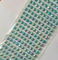 CraftbuddyUS 240 pcs x 8 mm Self Adhesive Faceted Round Gems,Color-AB LIGHT BLUE