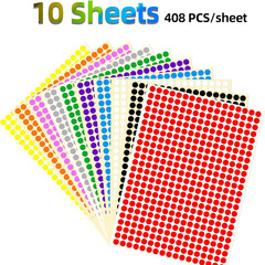 1/4″ Small Colored Dot Stickers 3/8″ & 1/2″ round Circle Stickers Tiny 10 Colors