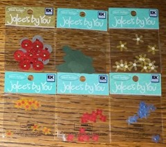Lot #3- 6 Jolees Mini Flowers Red Blue Orange Yellow Gray Leaves Leaf Scrapbook