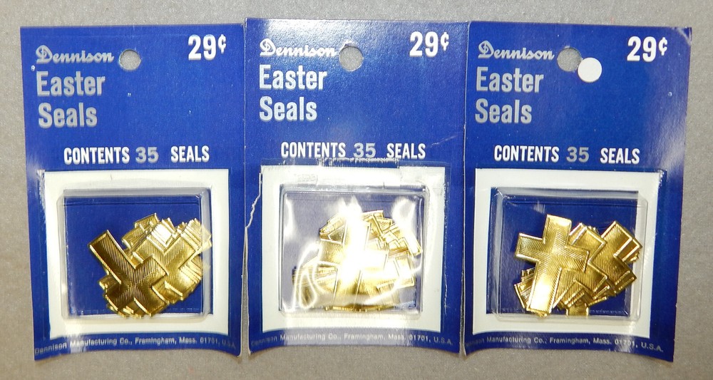 3 Packs, Dennison 35 Gummed Foil Crosses (1 1/4″ x 7/8″) 105 total Crosses