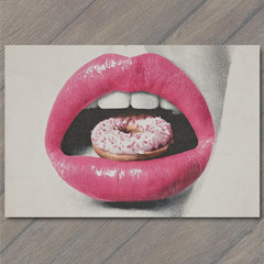 STICKER Pink Lips Donut Mouth Pop Surreal Retro
