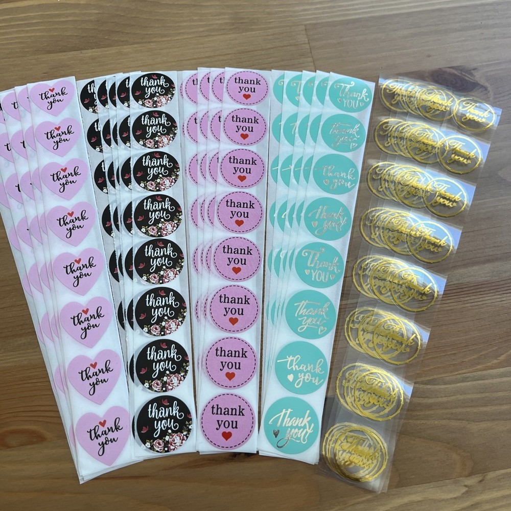 200pcs Cute Thank You Stickers 1 inch Small Business Decorate Envelopes Sealing