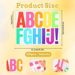 108 PCS Letter Stickers, 3 Inch Bulletin Board Letters Self Adhesive Vinyl Lette