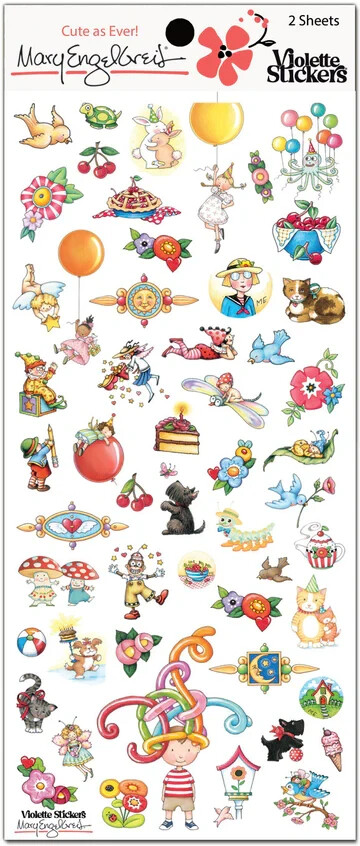 Mary Engelbreit Stickers 2 Sheets Whimsical Mini Icons Treats Balloons Birds