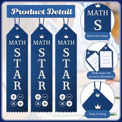 50 Math Star Award Ribbons Student Prizes for School Competition Navy