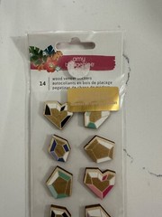 Amy Tangerine 14 PC Gold Foil Accent Wood Veneer Stickers Scrapbooking Crafts AC
