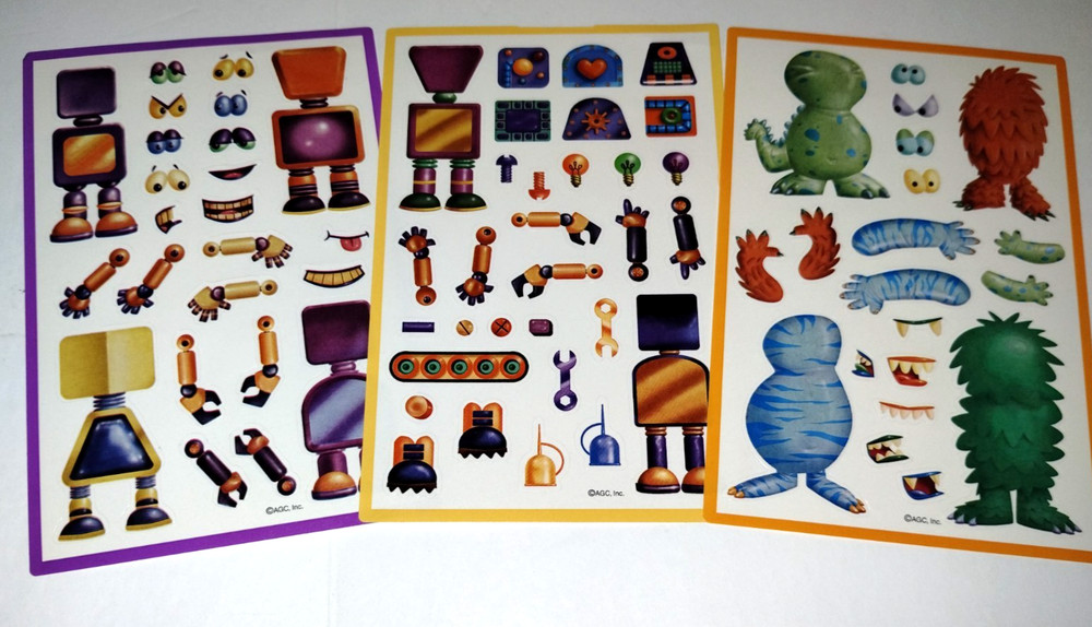 AGC Vintage Make A Monster or Robot x3 Sticker Sheets Maxi Activity