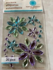 MARTHA STEWART CRAFTS ADHESIVES LIGHT BLUE & VIOLET FLOWERS & DOTS 26PCS