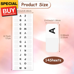 364PCS White Alphabet Tabs, A to Z 26 Letters Alphabet Stickers, Alphabetical Ta