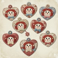 Set Of 8 Raggedy Ann Tags Junk Journal Scrapbook