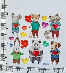 Violette Stickers Animal Love Heart Craft Planner Supply Scrapbook Panda Dog Cat