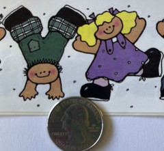 TUMBLING CHILDREN BORDER Stickers(1pc)Provo•Boys•Girls•Kids •Toddlers •Smiling•