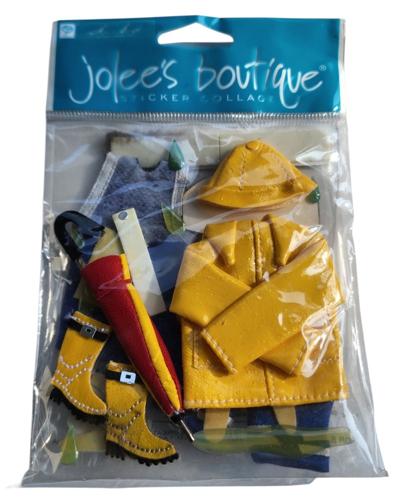 Jolees Yellow It’s Raining Drops Coat Jacket & Basketball Sport Team Sticker 3D