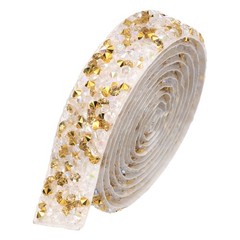 3/5 Inch x 1 Yard Crystal Rhinestone Sticker Ribbon Gold