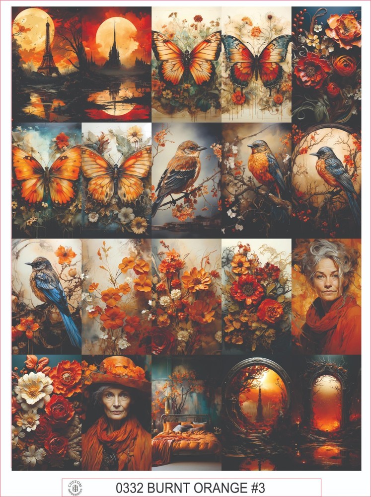 BURNT ORANGE #3 – COMPLETE SHEET OF 20 STICKERS