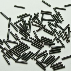 800 Glass Tube Bugle Beads 2X12mm Opaque Black + Storage Box