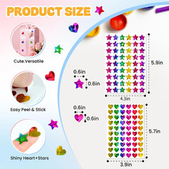 1710 Holographic Star and Heart Stickers 0.6″, Self-Adhesive for Kids Rewards…