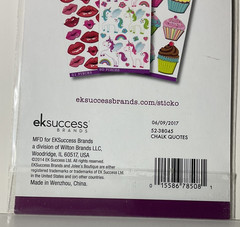 Sticko Chalk Quote Stickers 16PC EK Success Scrapbook Planner B/W Typography New