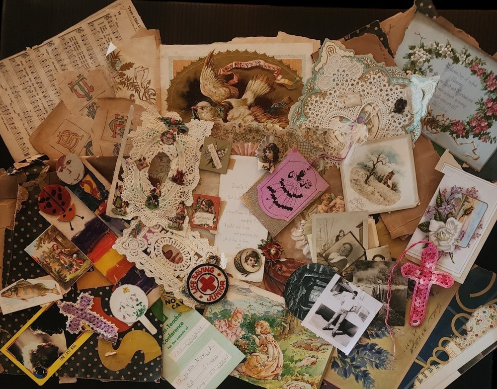 Vintage Ephemera Estate Lot: Large Mix of Die-Cuts, Lace Paper & Scrapbook Art
