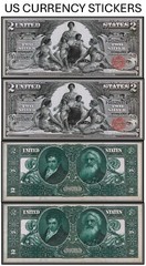 $2 Two Dollar 1896 Silver Certificate (US CURRENCY STICKERS) (Lot Of 2)