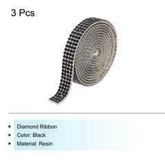 3Roll 3 Yards 8mm Diamond Ribbon Black