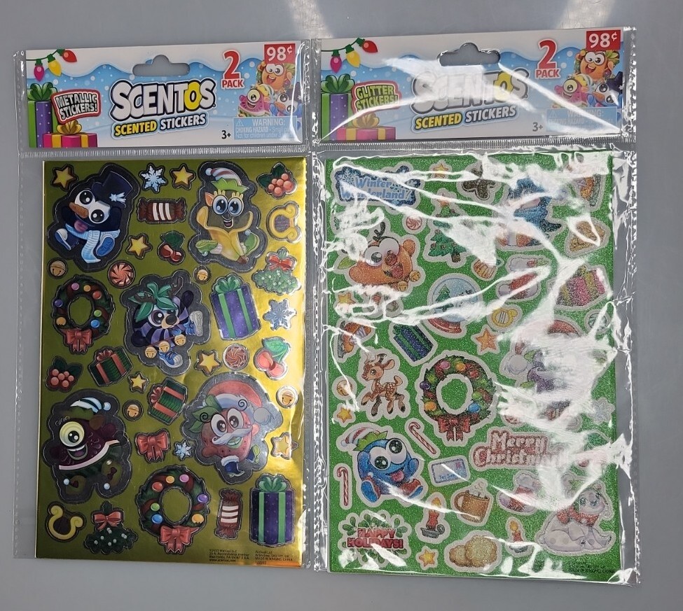 Lot of 2 Packs of WeVeel Scentos Christmas Scented Glitter & Metallic Stickers