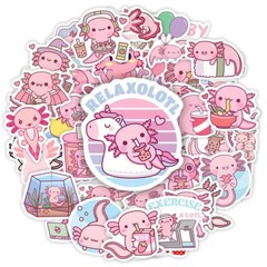 50Pcs Cute Kawaii Cartoon Axolotl Stickers DIY Aesthetic Decals for Phone,Laptop
