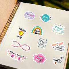 12Pcs Family Scrapbook Stickers, Planner Journal Stickers Photo Album Embellishm