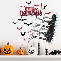 3D Floor Wall Stickers Scary Ghost Halloween Removable Scary Interior Decoration