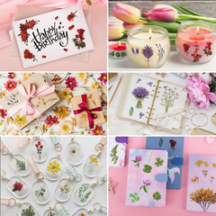 722 Pieces Pressed Flower Stickers for Crafts (Assorted 722 Pieces,48 Sheets) Fl