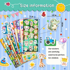 Kids Stickers Pack 800 with Dinosaur Animal Fruits Ocean Space Cats for