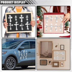 4 Sheets Crystal Rhinestone Cross Sticker Decals, Self Adhesive Glitter Bling Cr