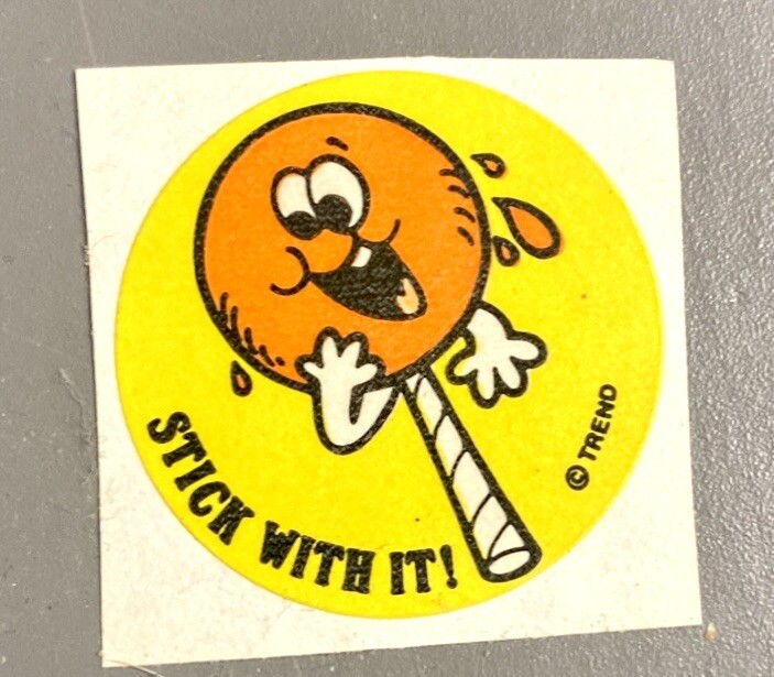 1980’s Vintage Matte Trend Scratch and Sniff Sticker. Orange Lollipop